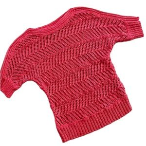 CHICOS WOMENS SZ 0 (US SM/4) SWEATER CORAL SHORT SLEEVED SCOOP NECK